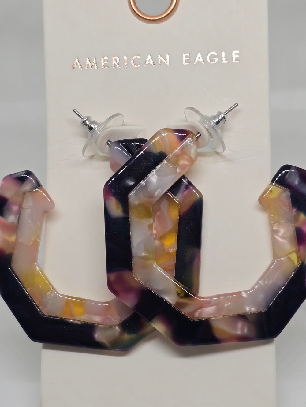 American Eagle Hexagon Acrylic Tortoise Earrings